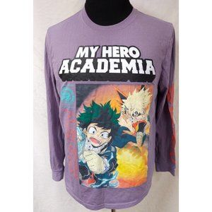 My Hero Academia Large Purple Long Sleeve Ultra IZUKU Midoriya KATSUKI T-Shirt